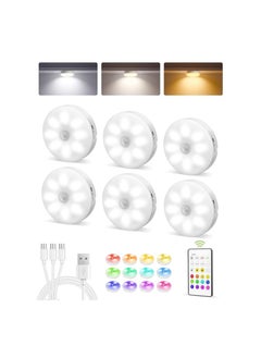 EZVALO EZVALO Motion Sensor LED Under Cabinet Light,15 Colors Changeable LED Under Cabinet Lighting,1000mAh Rechargeable Puck Lights with Remote Control for Kitchen,Cabinets,Closet,Stairs (6 Packs)  - Image 1
