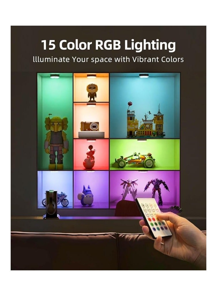 إزفالو EZVALO Motion Sensor LED Under Cabinet Light,15 Colors Changeable LED Under Cabinet Lighting,1000mAh Rechargeable Puck Lights with Remote Control for Kitchen,Cabinets,Closet,Stairs (6 Packs) - Image 5