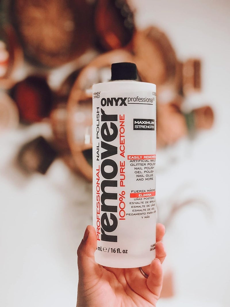 Onyx Professional 100% Pure Acetone Nail Polish Remover Kit with 7 inch Nail File, 16 fl oz - Made in USA, Maximum-Strength Gel Polish Remover, Artificial & Glitter Nail Polish - Image 4