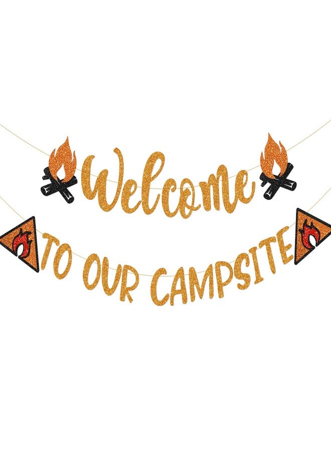 MZ.ogm Camping Party Decorations - Welcome to Our Campsite Banner Campsite Decorations Camping Birthday Party Supplies Camp Theme Classroom Decor - Image 1