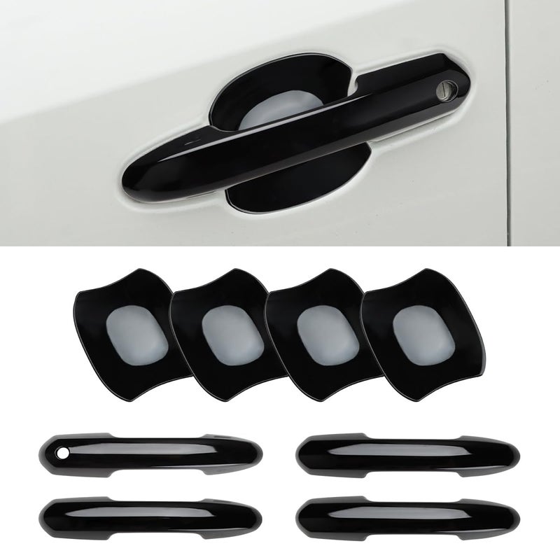 DLOVEG Upgraded Snapon Door Handle Cover with Door Handle Bowl Cover Compatible for 20192024 2025 Toyota Rav4 Accessories Black Handle Protectors Glossy Black - Image 2