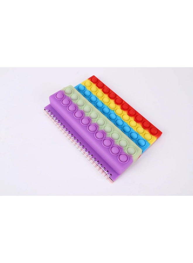 Multifunctional Pencil Case Notebook Stationery Case Suit Silicone Bubble Decompression A5 Loose-leaf Pencil Case Suit-Color:A5 Notebook (fresh Color)  - Image 1