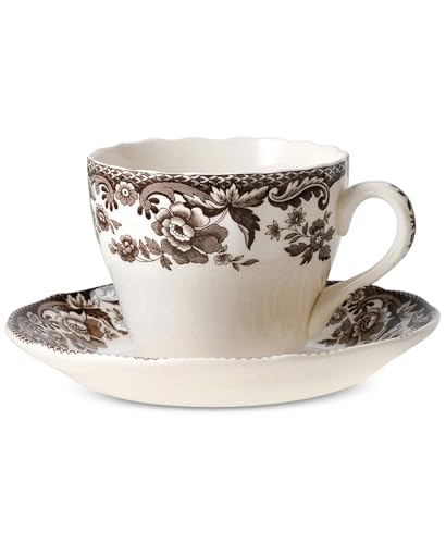 Spode Delamere Teacup and Saucer, Set of 4 - Holiday Drinkware, Serve Coffee or Tea with 7 oz Capacity, Dishwasher, Microwave & Freezer Safe - Festive Tableware, Made in England - Image 3