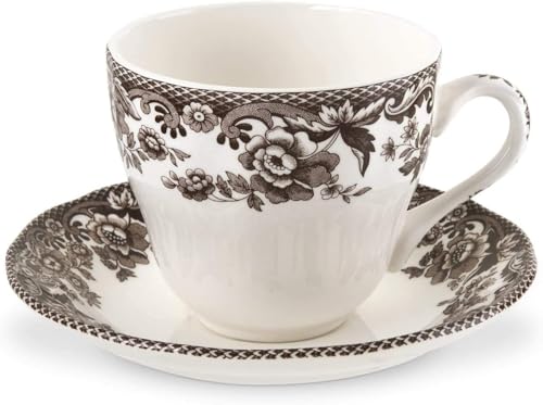 Spode Delamere Teacup and Saucer, Set of 4 - Holiday Drinkware, Serve Coffee or Tea with 7 oz Capacity, Dishwasher, Microwave & Freezer Safe - Festive Tableware, Made in England - Image 4