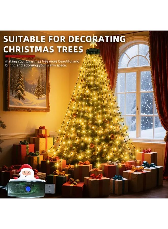 أضواء شجرة الكريسماس LED باللون الأبيض الدافئ 220، تعمل بالطاقة عبر USB، 8 أوضاع، لتزيين الداخل والخارج - Image 2