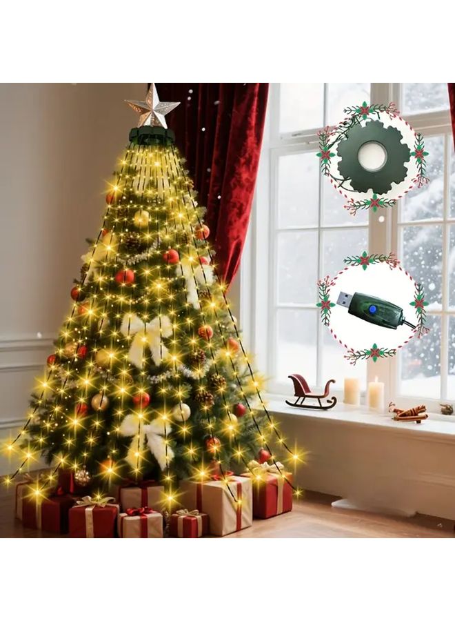 أضواء شجرة الكريسماس LED باللون الأبيض الدافئ 220، تعمل بالطاقة عبر USB، 8 أوضاع، لتزيين الداخل والخارج - Image 3