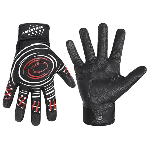 AIGEVTURE Baseball Bating Gloves Adult Youth Baseball Softball Batting Gloves Men Women Black Large - Image 1