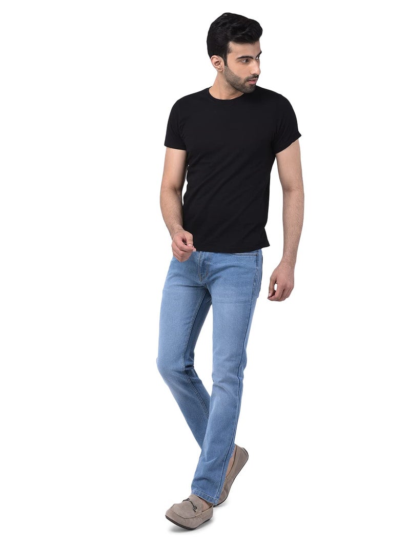 Ben Martin Men's Slim Fit Stylish Stretchable 38 Size Light Blue Cotton Denim High Rise Jeans Pant for Men, JJ3-3 - Image 5