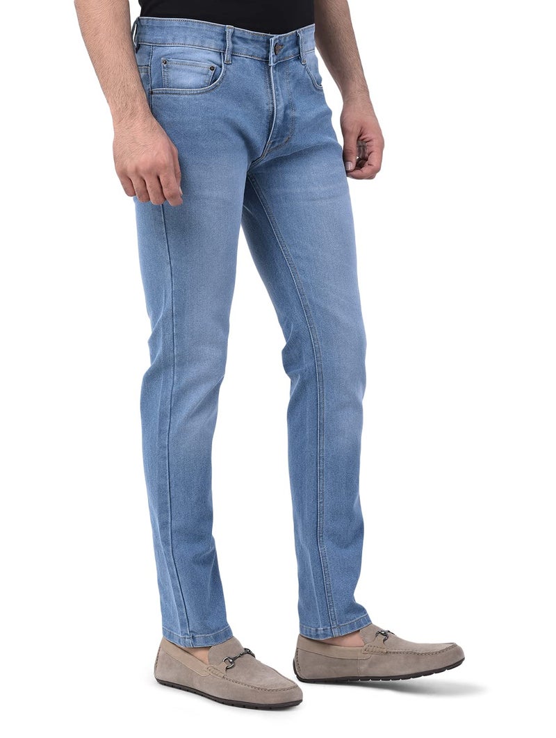 Ben Martin Men's Slim Fit Stylish Stretchable 38 Size Light Blue Cotton Denim High Rise Jeans Pant for Men, JJ3-3 - Image 4
