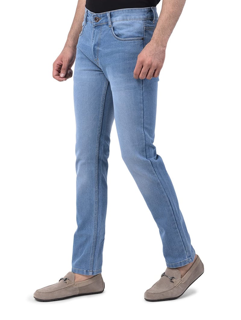 Ben Martin Men's Slim Fit Stylish Stretchable 38 Size Light Blue Cotton Denim High Rise Jeans Pant for Men, JJ3-3 - Image 3