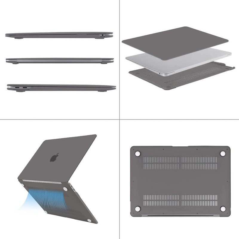MOSISO Compatible with MacBook Air 13 inch Case M1 Chip 2021-2018 Release A2337 A2179 A1932, Plastic Hard Shell&Keyboard Cover&Screen Film&Storage Bag for MacBook Air 13.3 inch Case, Gray - Image 5