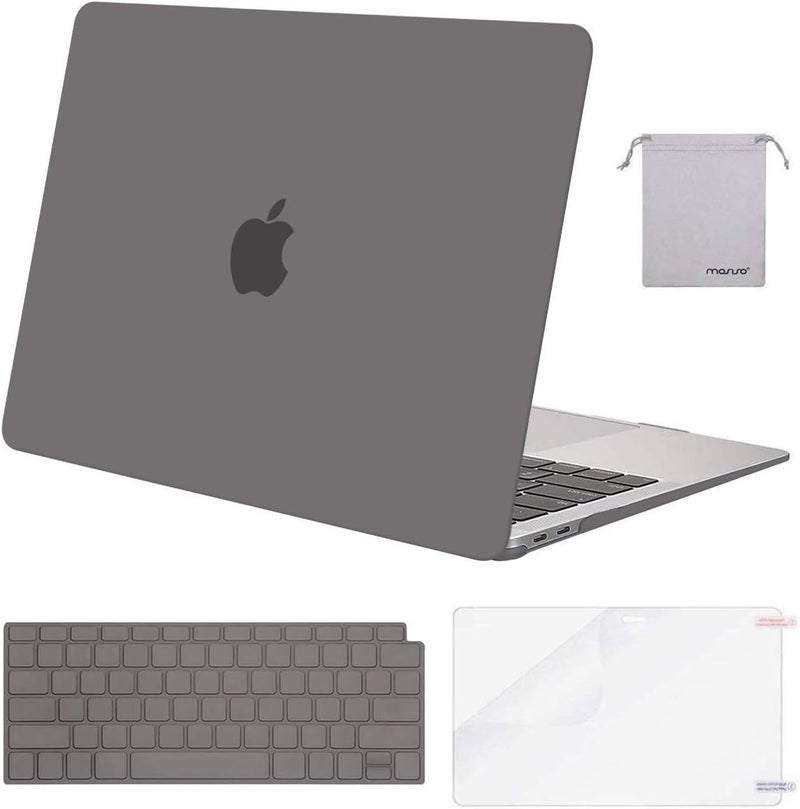 MOSISO Compatible with MacBook Air 13 inch Case M1 Chip 2021-2018 Release A2337 A2179 A1932, Plastic Hard Shell&Keyboard Cover&Screen Film&Storage Bag for MacBook Air 13.3 inch Case, Gray - Image 1