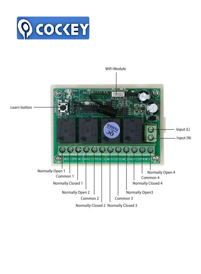 COCKEY 4-channel wireless remote control switch relay smart home automation control equipment - Image 4