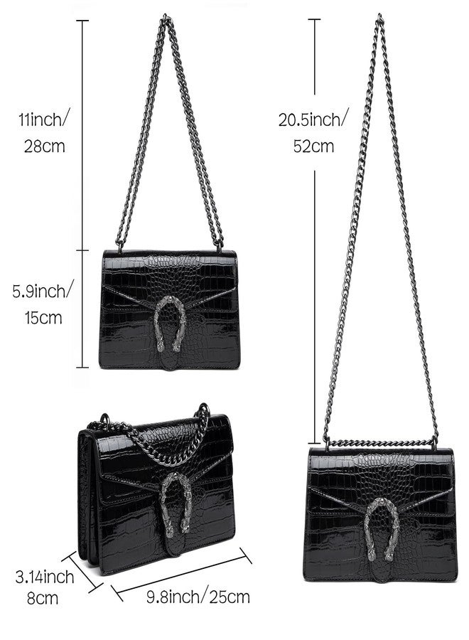 MYHOZEE Black Purses for Women, Trendy Crossbody Bags Leather Shoulder Purse Chain Clutch Bag - Image 4