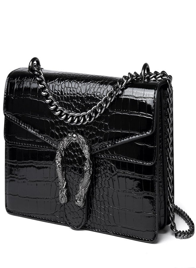 MYHOZEE Black Purses for Women, Trendy Crossbody Bags Leather Shoulder Purse Chain Clutch Bag - Image 1