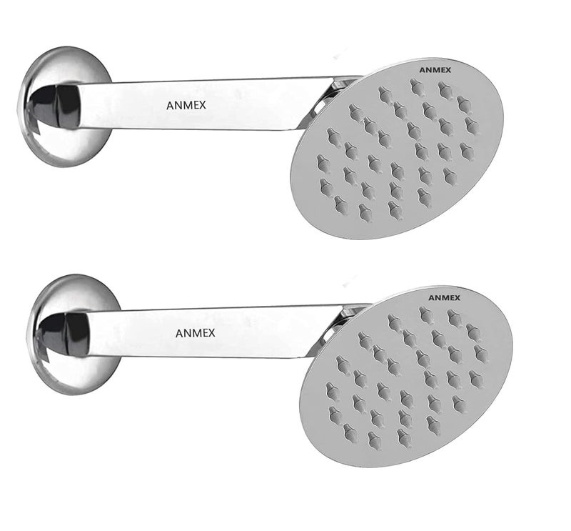 ANMEX ANMEX Premium SS 4INCH ROUND SS304 Overhead Shower Chrome Finish With 12Inch Square SS ArmPACK OF 2 AXNRDUL05 - Image 1