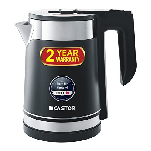 iBELL Castor Electric Kettle 1.7 Litre, 1500W Stainless Steel Body, Auto Cut-Off & Rapid Boil, Durable & Easy to Clean Hot Water Kettle for Home, Tea, Coffee & More (Black) - Image 1