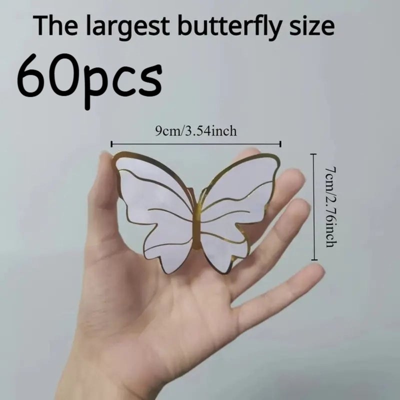 60pcs Butterfly Themed Cake Decorations 3D Toppers For Birthday Wedding Celebrations - Image 2