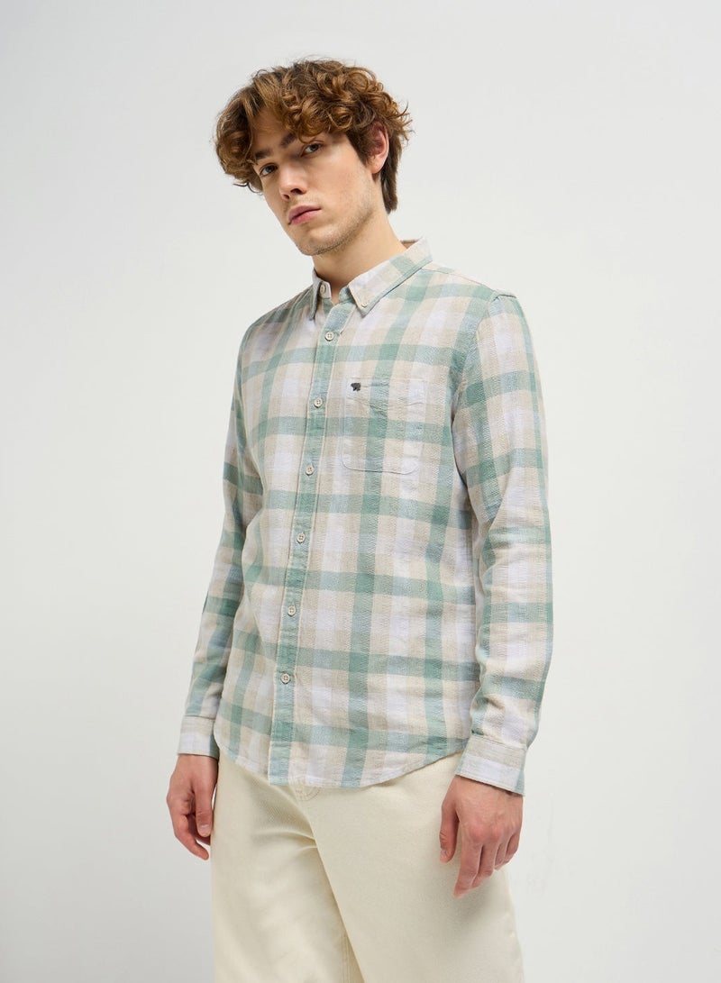 THE BEAR HOUSE Cotton Shirt for Men | Long Sleeve, Casual or Formal Button-Down | Soft, Breathable Fabric for Work, Everyday, & All-Season Wear in Stylish - Image 1