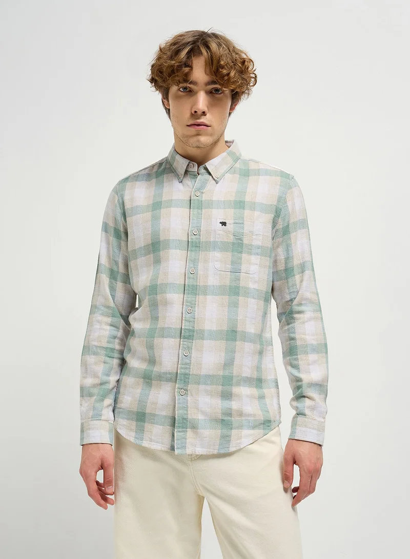 THE BEAR HOUSE Cotton Shirt for Men | Long Sleeve, Casual or Formal Button-Down | Soft, Breathable Fabric for Work, Everyday, & All-Season Wear in Stylish