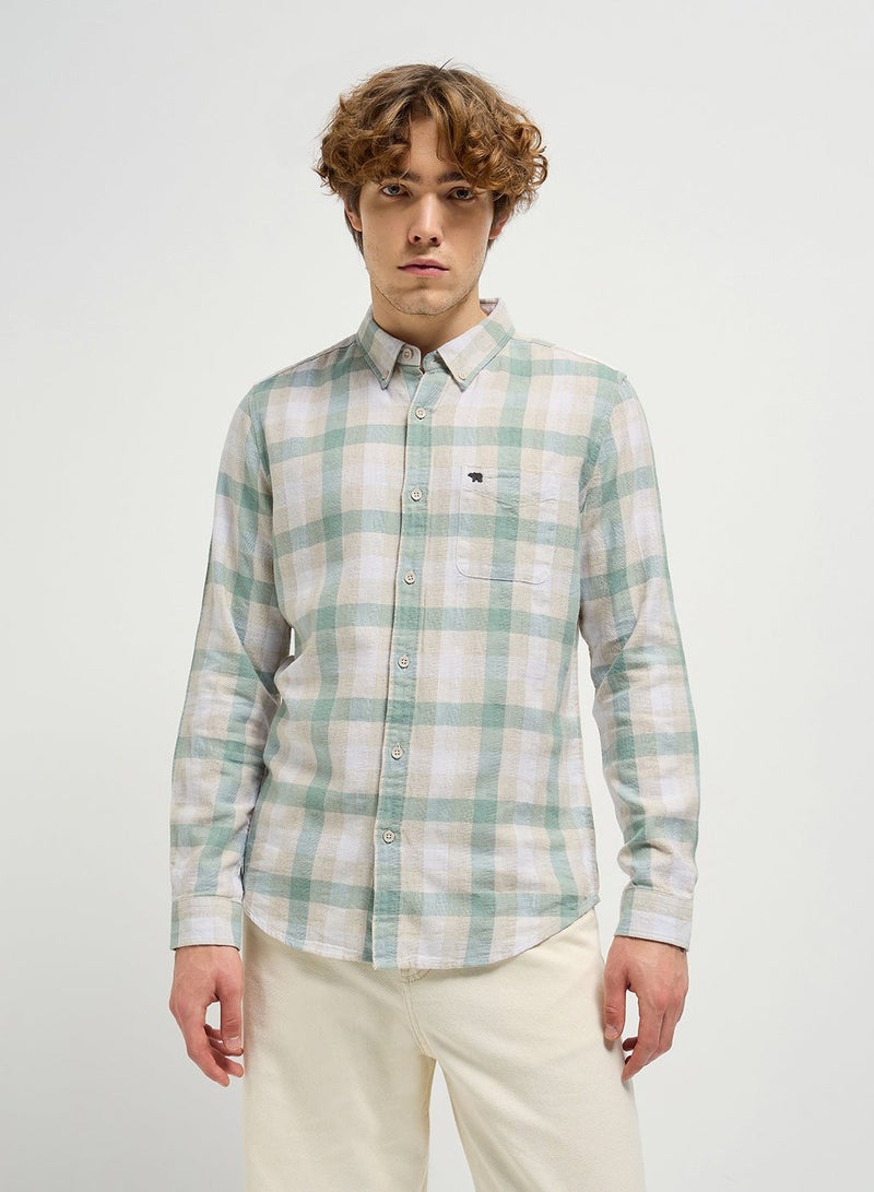 THE BEAR HOUSE Cotton Shirt for Men | Long Sleeve, Casual or Formal Button-Down | Soft, Breathable Fabric for Work, Everyday, & All-Season Wear in Stylish - Image 5