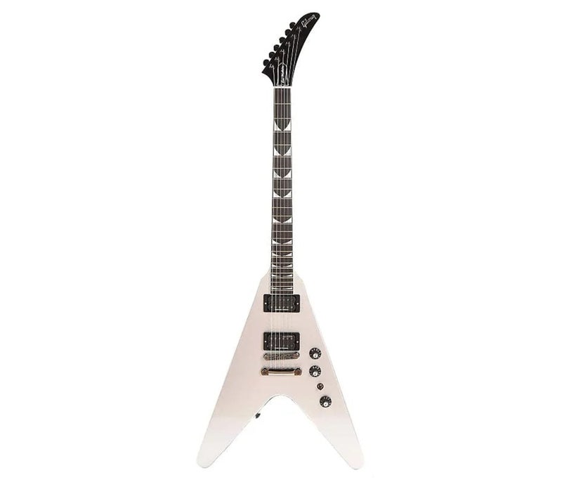 Gibson USA DSVX00S1BC1 Artist Dave Mustaine Signature "Rust in Peace" Flying V EXP Electric Guitar - Silver Metallic - Image 2
