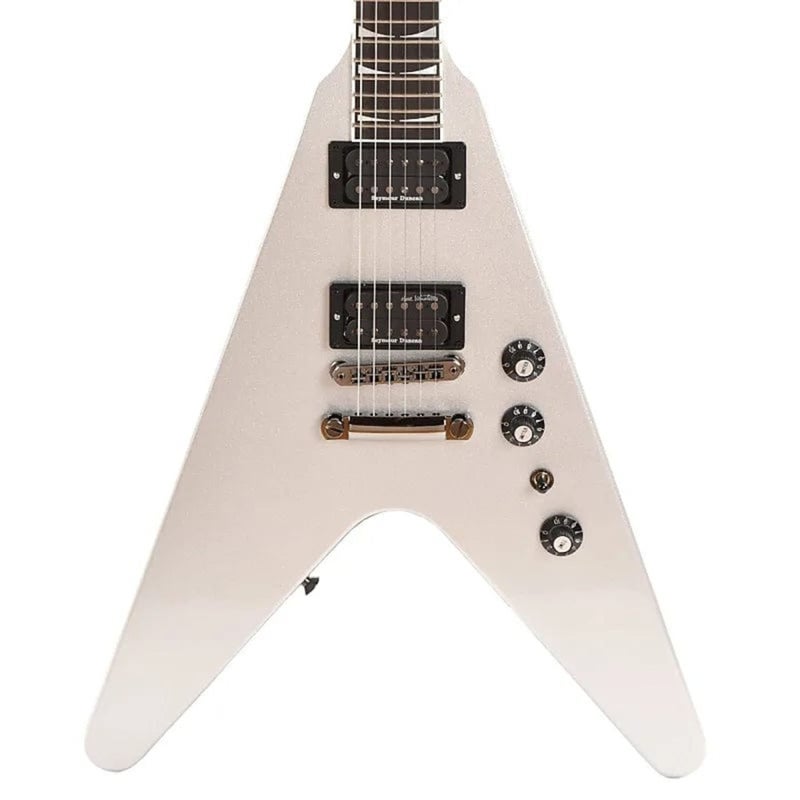 Gibson USA DSVX00S1BC1 Artist Dave Mustaine Signature "Rust in Peace" Flying V EXP Electric Guitar - Silver Metallic - Image 1