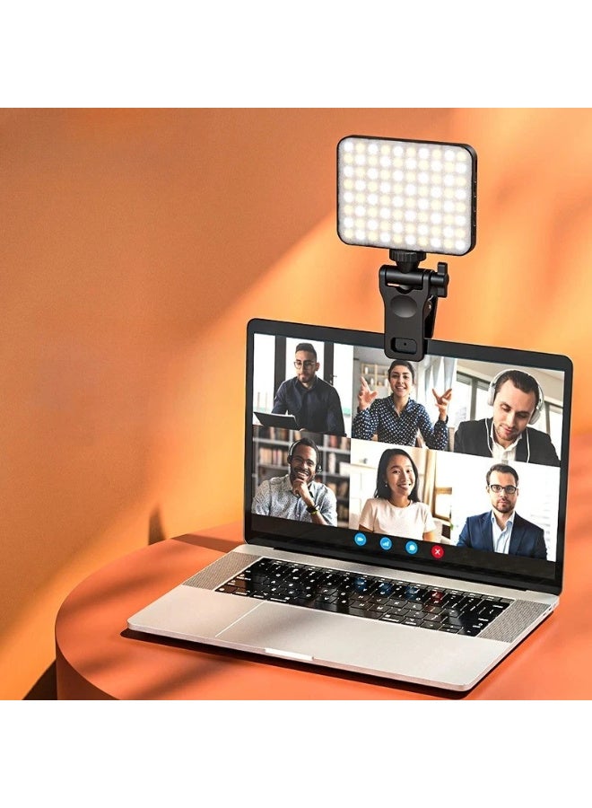 High-power 80 - LED Rechargeable Selfie Light with Front & Back Clips, 3 Light Modes and 10 Brightness Levels, Ideal for Makeup, Selfies, Vlogs, Video Conferences on Smartphones, Tablets, Laptops 40 White LED, 40 Warm White LED(XJ-71)  - Image 3
