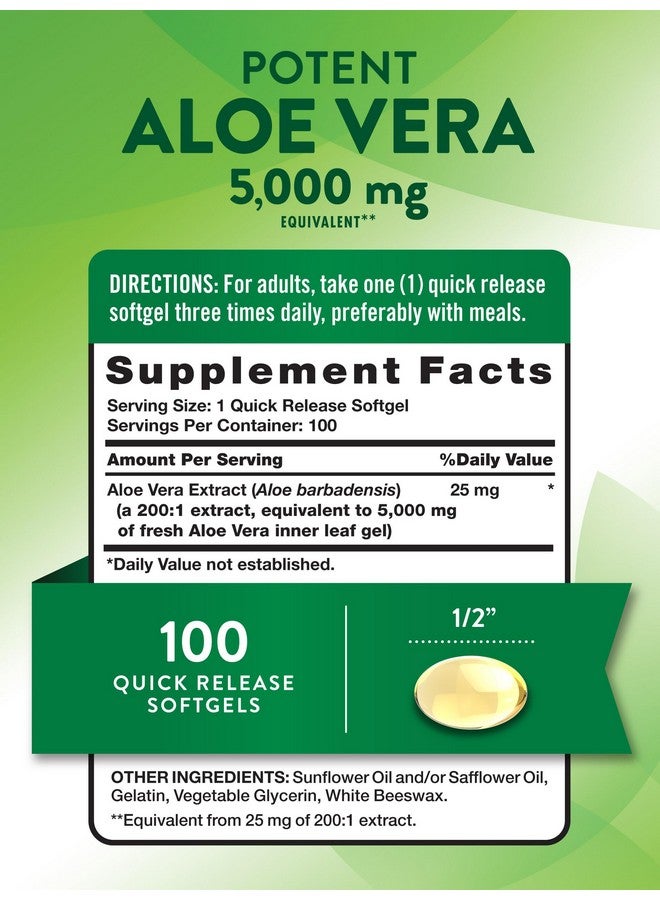 Nature's Truth كبسولات الصبار من ناتشرز تروث | 5000 ملغ | 100 حبة | مكمل غير معدل وراثيًا وخالي من الغلوتين - Image 2