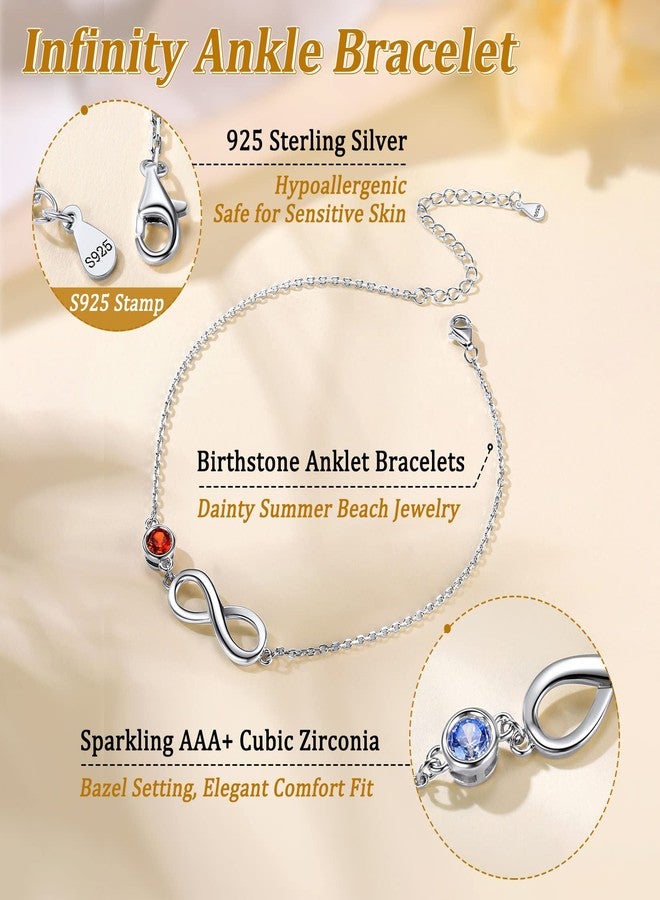 Suplight Womens Anklet Summer Beach Jewelry Green Emerald May Birthstone Infinity Anklet for Women Sterling Silver - Image 4