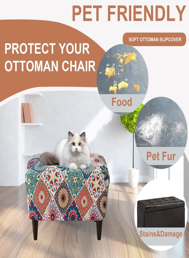 Eco-Ancheng غطاء عثماني مطاطي من إيكو-أنشنغ، غطاء عثماني مستطيل للتخزين، غطاء مسند للقدمين، أغطية عثمانية لمسند القدمين بقاعدة مطاطية مانعة للانزلاق (13، كبير) - Image 5