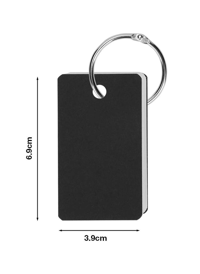 CMGTYYD - Blank Flash Cards with Binder Rings,300 Sheets Paper Index Cards with Punched Holes,Easy Flip Flash Card White Study Note Cards,Unruled Memo Scratch Pads,Small DIY Greeting Cards(3 Set)-Black - Image 1