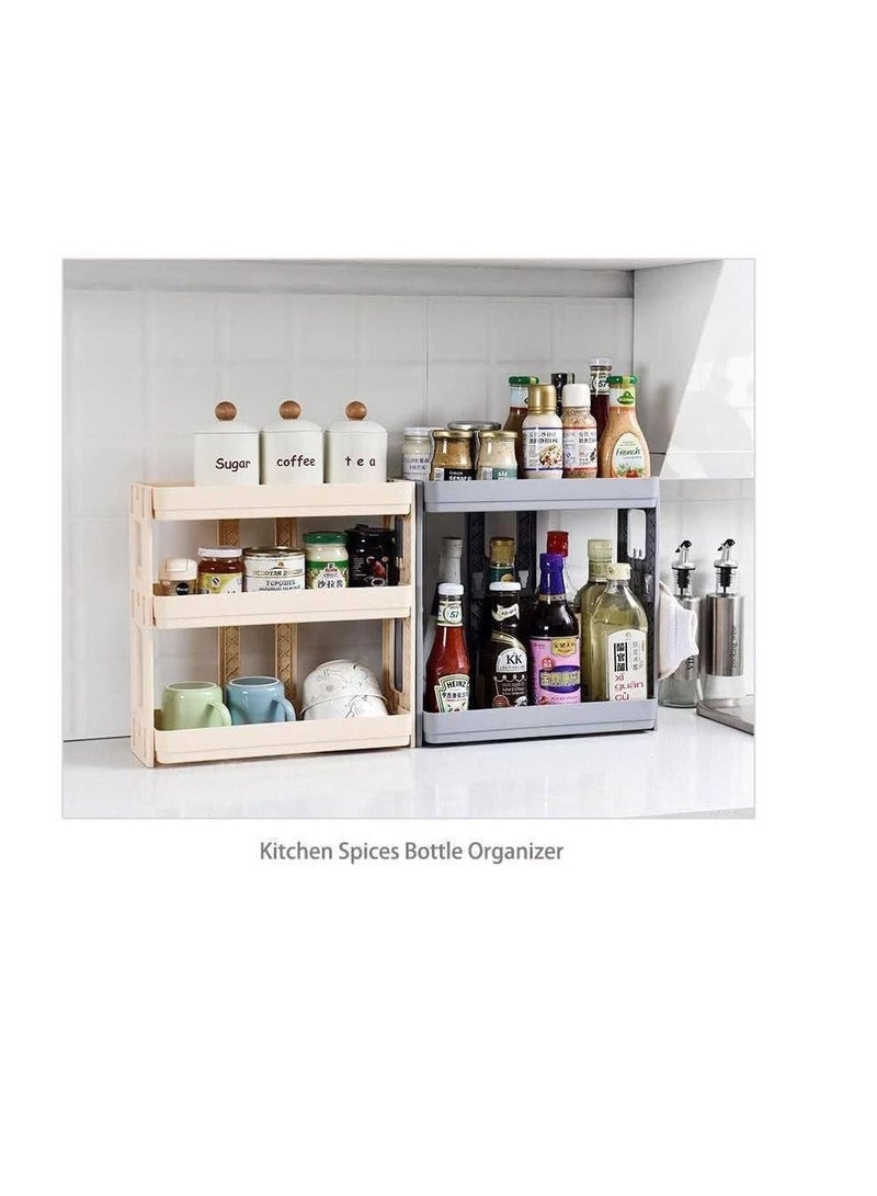 OM Multi-Tier Turbo Organizer - For Bathroom or Kitchen (Grey, 2 Tier) - Image 2