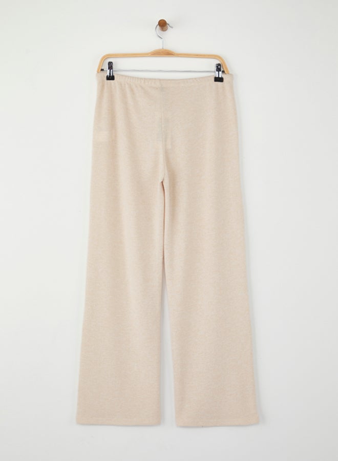 trendyol Taş Yumoş Wide Leg/Wide Leg Tie Detail Stretchy Knitted Trousers - Image 5