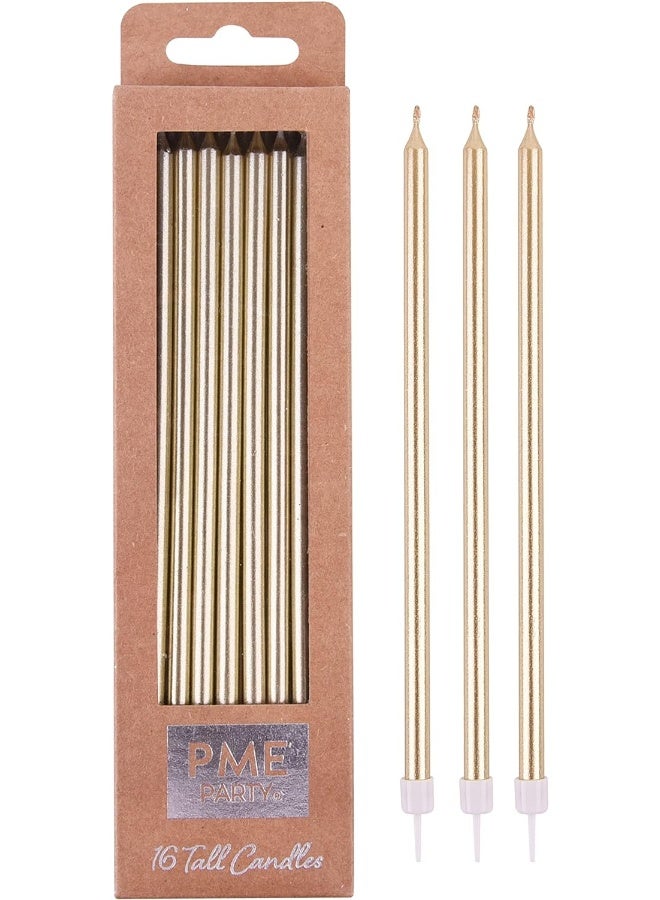 PME Gold Extra Tall Candles 7in 16pk - Image 1