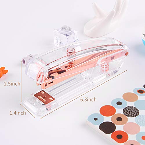 ALSISK Desk Accessory Kit,Acrylic Stapler Set, Tape Dispenser, Staple Remover with 1000pcs 26/6 Staples -Rose Gold - Image 3