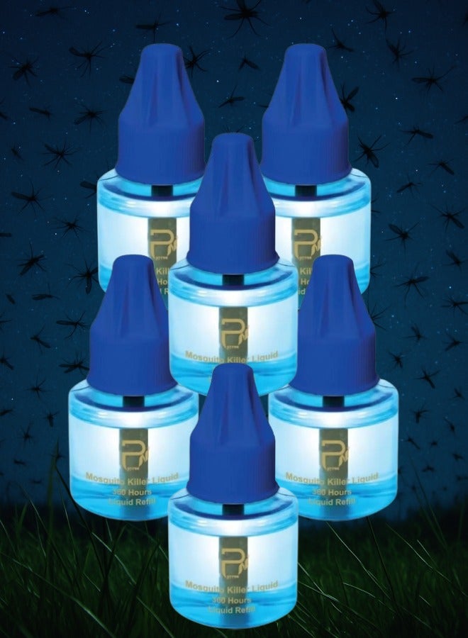 بيرون 6 قطع عبوة غيار سائل بيرون لجهاز قاتل الناموس 1080 ساعة ذو ريحة عطرية جميلة 45مل - Image 1