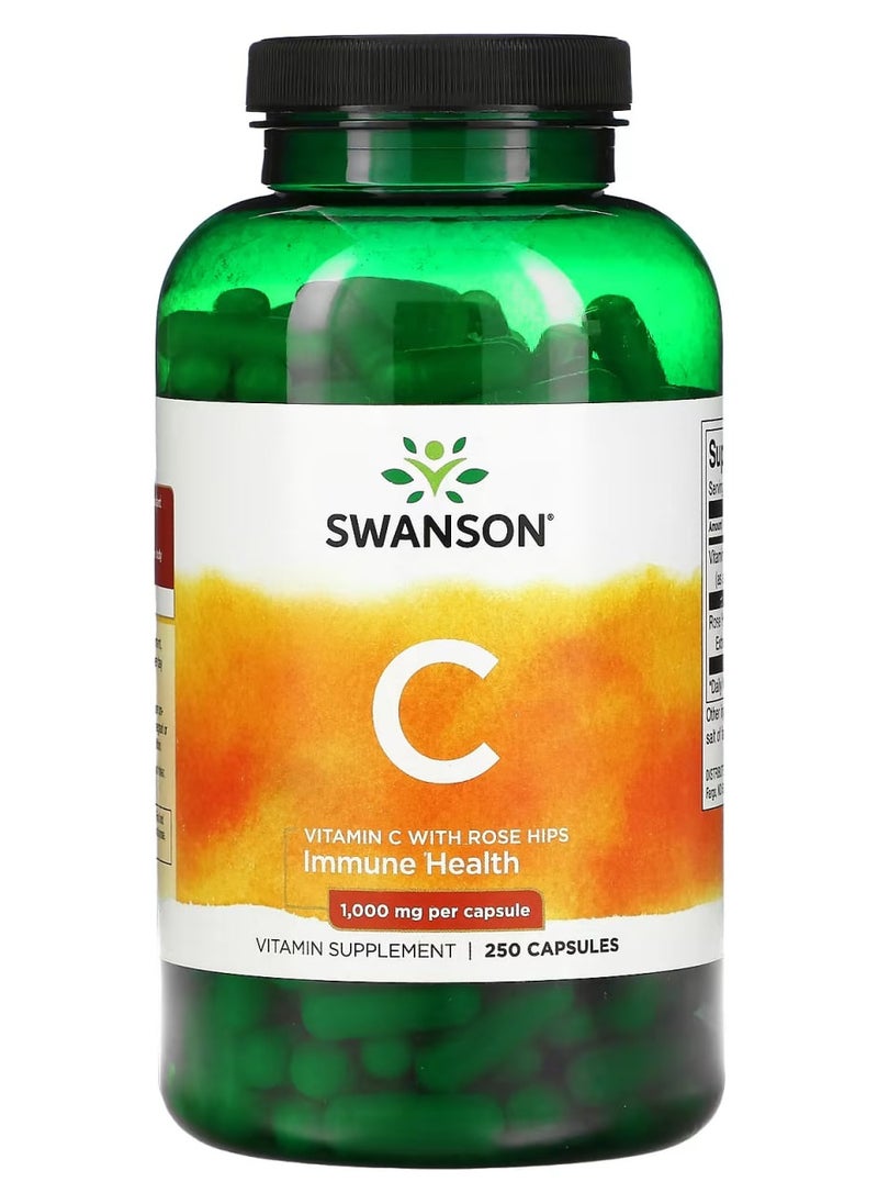 SWANSON Vitamin C with Rose Hips, 1,000 mg, 250 Capsules 