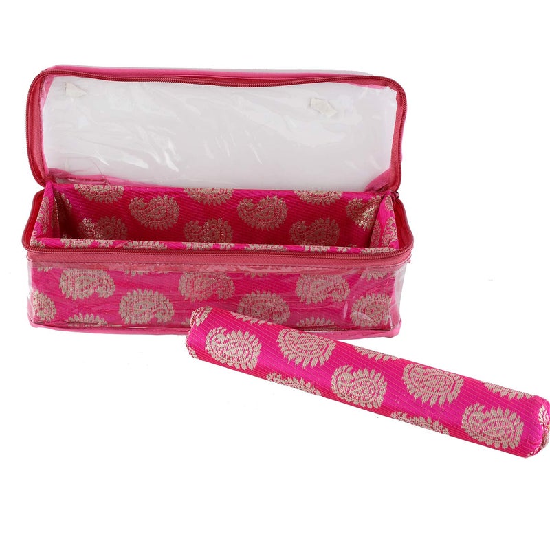 Kuber Industries Kuber Industries Carry Design Brocade Hardboard 2 Pieces One Rod Bangle Box (Pink) -CTKTC38787, Standard  - Image 5