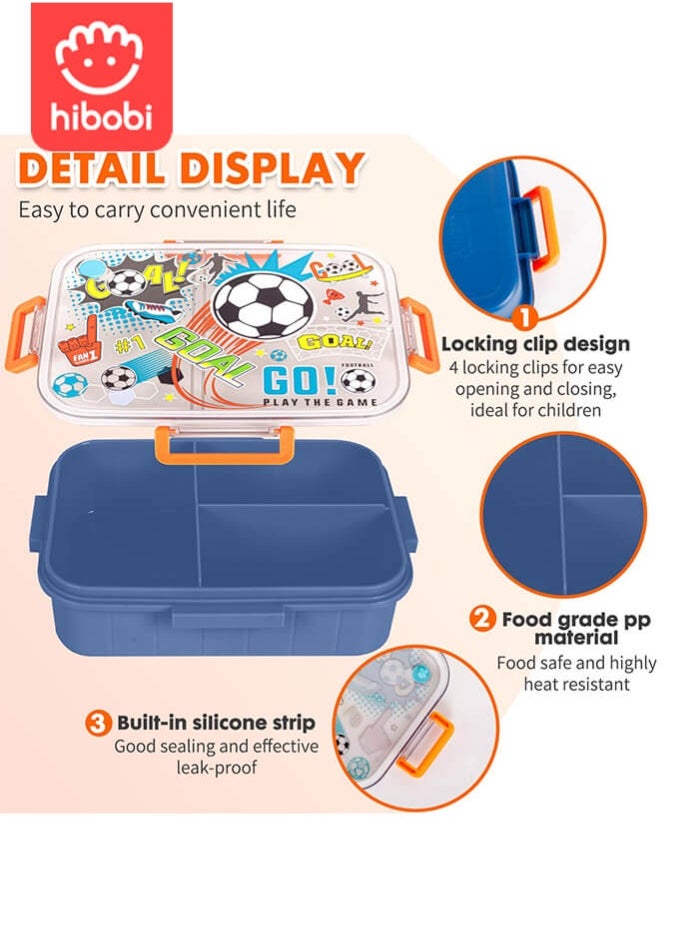 hibobi Kids Lunch Box Stainless Steel Bento Box - Football Fever  - Image 3