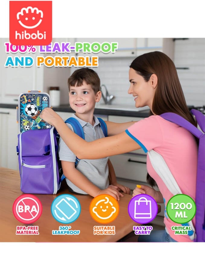 hibobi Kids Lunch Box Stainless Steel Bento Box - Football Fever  - Image 5
