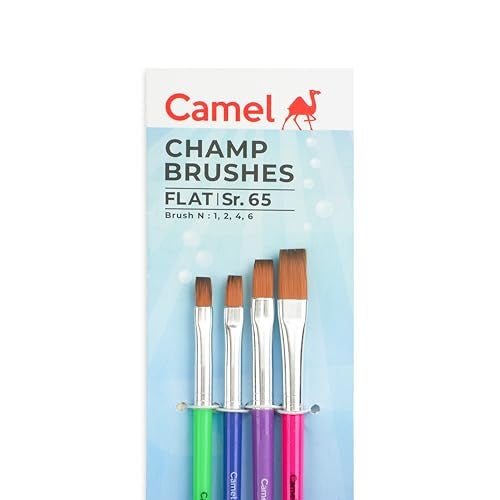 camel Camlin Champ Flat Brush Set - Pack of 4 (Multicolor) - Image 2