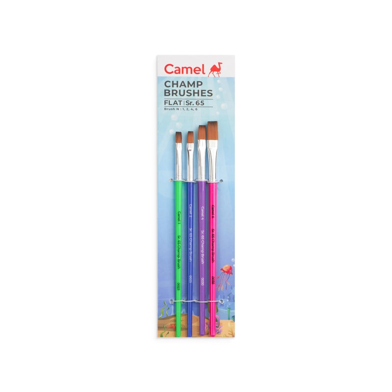 camel Camlin Champ Flat Brush Set - Pack of 4 (Multicolor) - Image 4