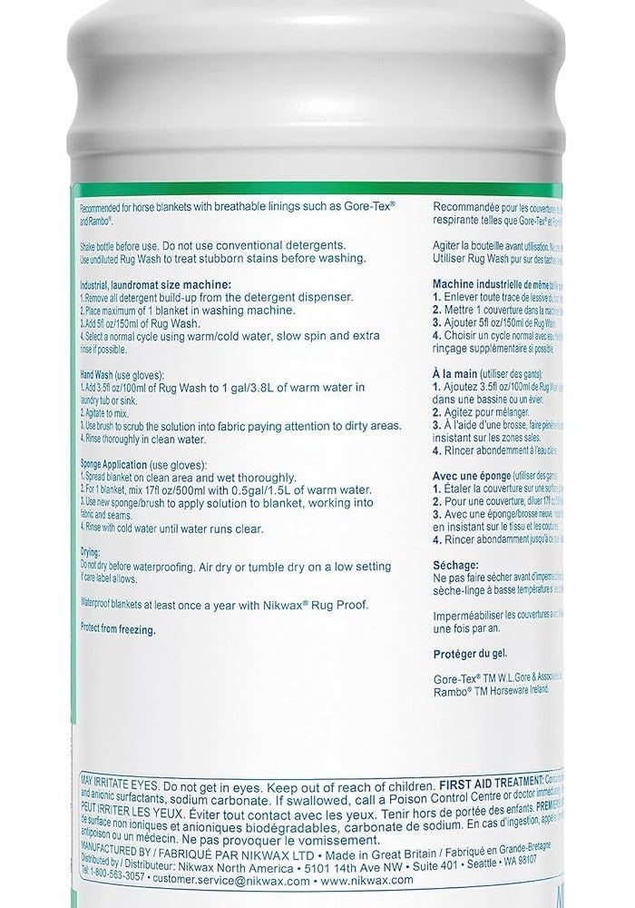 Nikwax Rug Wash - 33.8 fl. Oz. Technical Cleaner for Horse Blankets and Pet Beds - Image 2