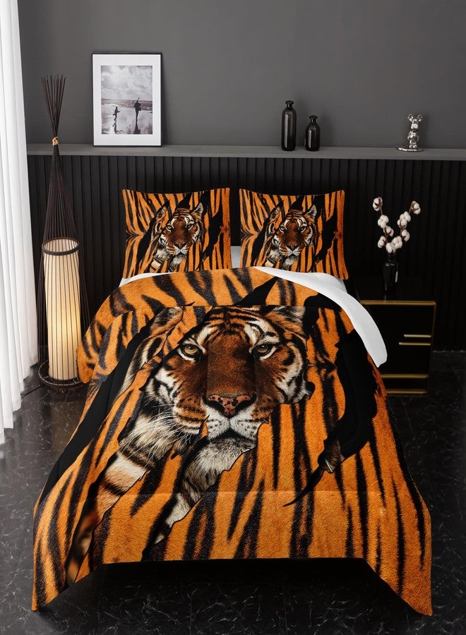 Nttopship Mighty Tiger Comforter Sets Twin Size,Animal Bedding Set for Your Room,Tiger Fur Soft Lightweight Quilted Set All Season,1 Comforter and 2 Pillowcases - Image 5