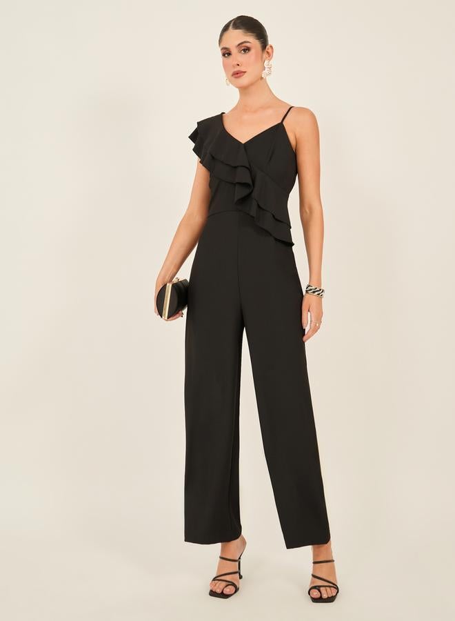 Styli Wide Leg Ruffled Detail Jumpsuit  - Image 1