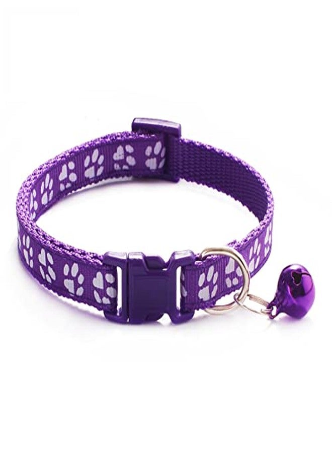 Chipmonk Cat Collars Set of 3 with Bell,Kitten & Small Dogs Soft Adjustable Collar Safe,Solid & Protection Breakaway for Cats & Puppies,Cute Kitty with Paw Print-(Dark Green,Light Pink,Purple) - Image 2
