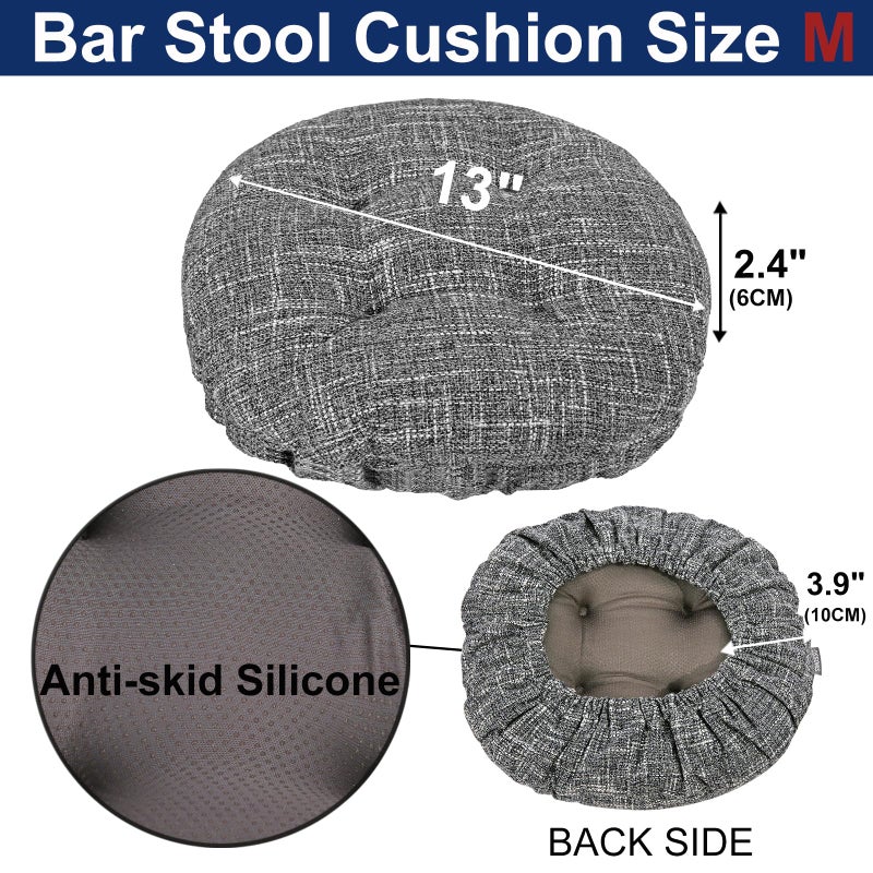 SINOSSO Modern Bar Stool Cushion Dia.13, Fashion Interweaving Design Anti-Skid Silicone Round Stool Seat Cushion Cover Padded (Light Gray, M,1) - Image 3