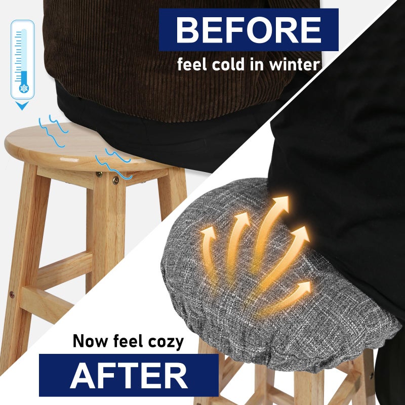 SINOSSO Modern Bar Stool Cushion Dia.13, Fashion Interweaving Design Anti-Skid Silicone Round Stool Seat Cushion Cover Padded (Light Gray, M,1) - Image 2