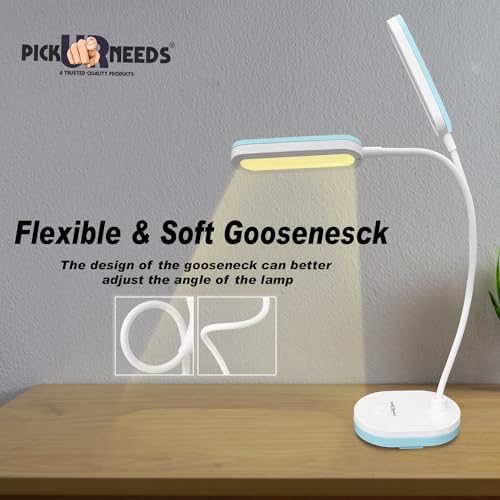 Pick Ur Needs Rechargeable LED Desk Lamp with Touch Control – USB Charging, Adjustable Brightness, 360° Flexible Neck, Eye Protection & Portable Design for Study, Reading & Night Use (Blue) - Image 2